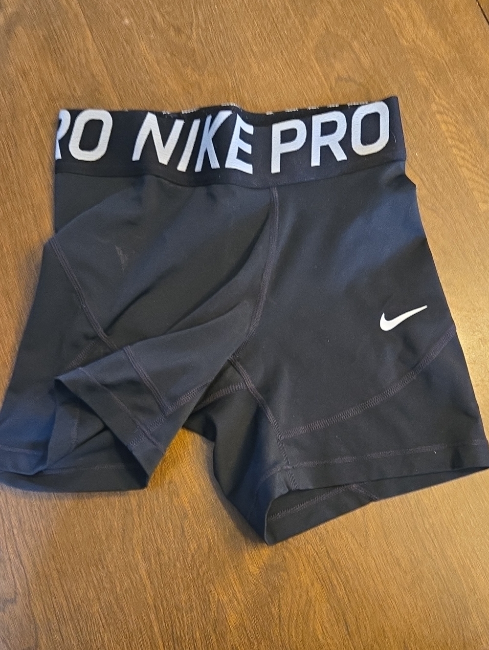 Nike Black Pro Elastic-Waist Bike Shorts with White Swoosh